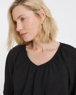 V Neck Bubble Hem Top