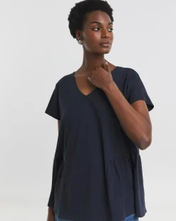 V Neck Peplum Side Panel Top