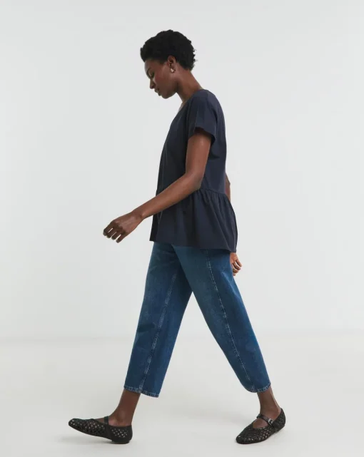 V Neck Peplum Side Panel Top