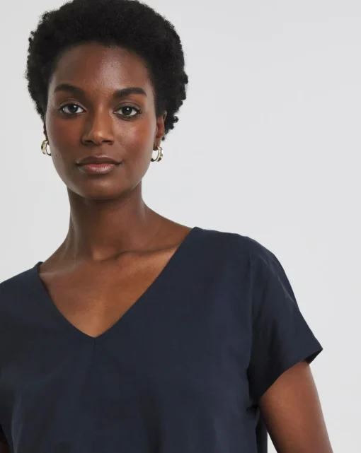 V Neck Peplum Side Panel Top