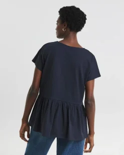 V Neck Peplum Side Panel Top
