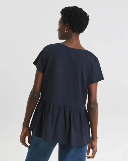 V Neck Peplum Side Panel Top