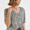 V Neck Puff Detail Short Sleeve Top