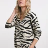 V Neck Soft Touch Zebra Print Longline Top