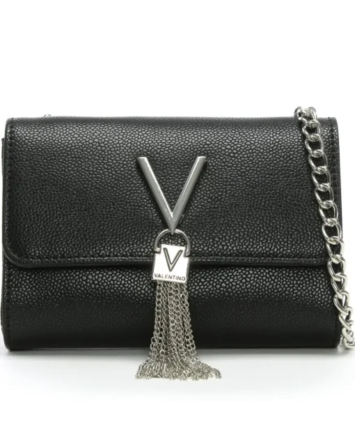 Valentino Bags Divina Black Pebbled Shoulder Bag