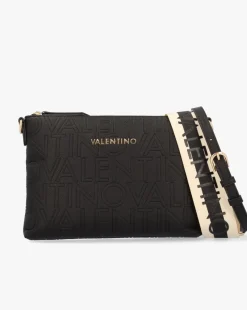 Valentino Bags Pansy Logo Top Zip Black Cross-Body Bag