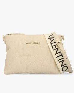 Valentino Bags Pansy Logo Top Zip Ecru Cross-Body Bag