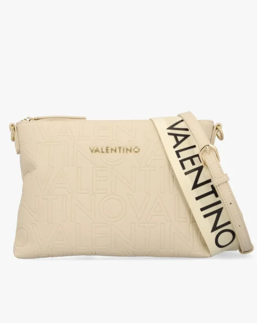 Valentino Bags Pansy Logo Top Zip Ecru Cross-Body Bag