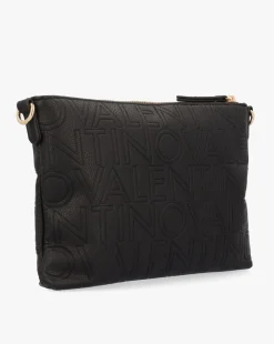 Valentino Bags Pansy Logo Top Zip Black Cross-Body Bag