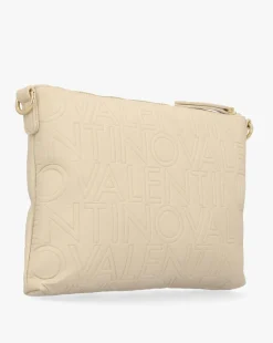 Valentino Bags Pansy Logo Top Zip Ecru Cross-Body Bag