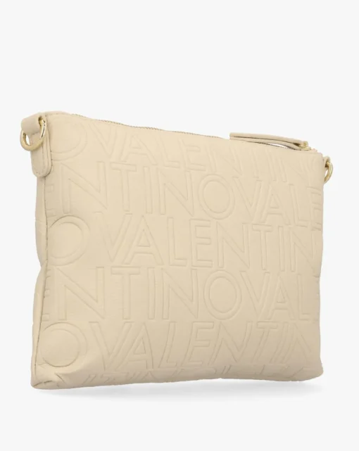 Valentino Bags Pansy Logo Top Zip Ecru Cross-Body Bag