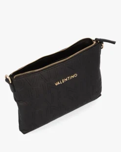 Valentino Bags Pansy Logo Top Zip Black Cross-Body Bag