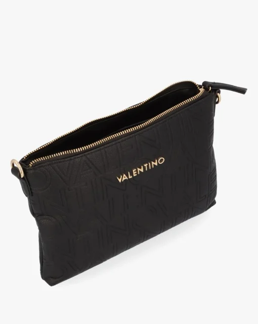 Valentino Bags Pansy Logo Top Zip Black Cross-Body Bag