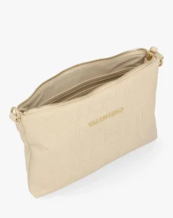 Valentino Bags Pansy Logo Top Zip Ecru Cross-Body Bag