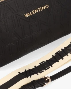 Valentino Bags Pansy Logo Top Zip Black Cross-Body Bag