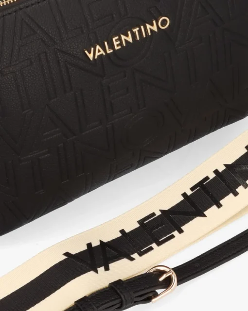 Valentino Bags Pansy Logo Top Zip Black Cross-Body Bag