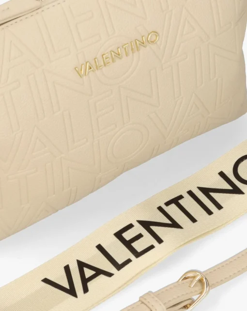 Valentino Bags Pansy Logo Top Zip Ecru Cross-Body Bag
