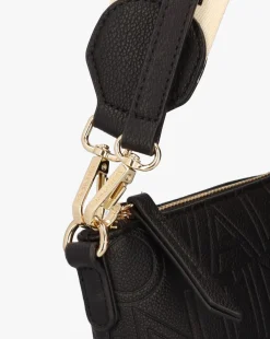 Valentino Bags Pansy Logo Top Zip Black Cross-Body Bag