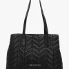 Valentino Bags Petal Quilted Chevron Black Shopper Bag