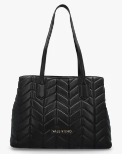 Valentino Bags Petal Quilted Chevron Black Shopper Bag
