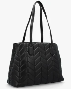 Valentino Bags Petal Quilted Chevron Black Shopper Bag