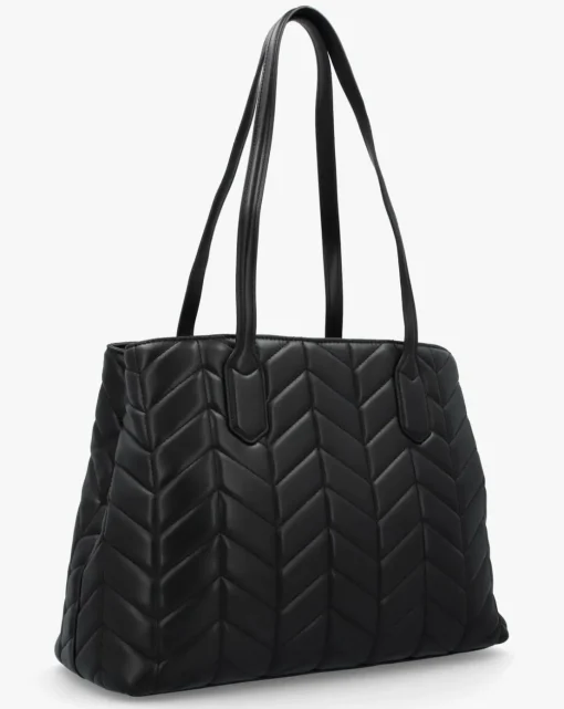 Valentino Bags Petal Quilted Chevron Black Shopper Bag