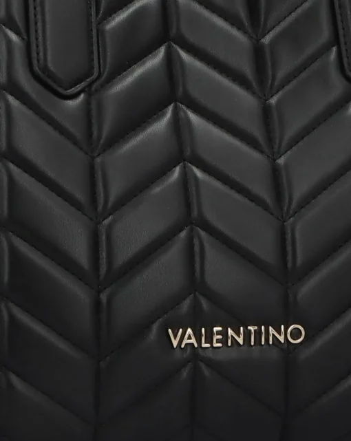 Valentino Bags Petal Quilted Chevron Black Shopper Bag