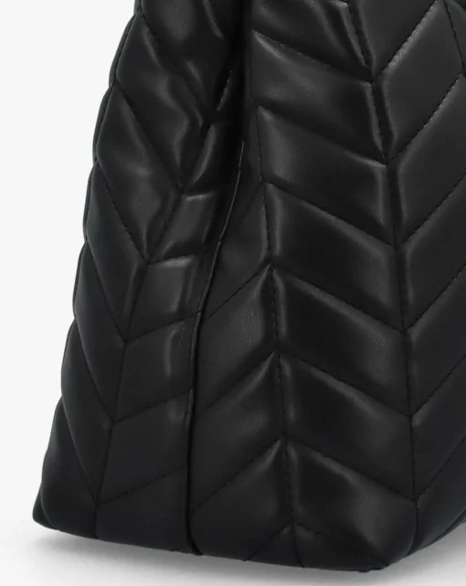 Valentino Bags Petal Quilted Chevron Black Shopper Bag