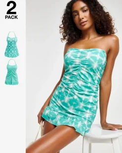 Value 2 Pack Bandeau Swimdresses With Detachable Straps
