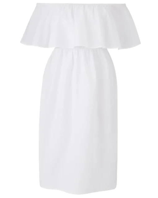 Value White Cotton Bardot Beach Dress