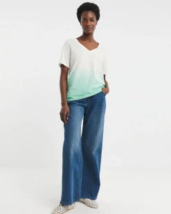 V-Neck Short Sleeve Ombre T-Shirt