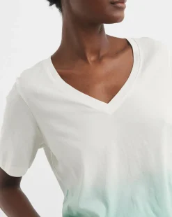 V-Neck Short Sleeve Ombre T-Shirt