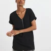 V-neck Zip Front Longline Top