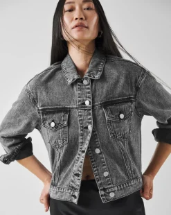 Washed Black Cropped Denim Jacket
