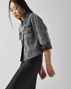 Washed Black Cropped Denim Jacket