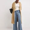 Washed Blue Cotton Mix Jersey Wide Leg Trouser