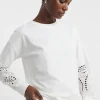 White Broderie Sleeve Sweatshirt