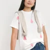 White Crew Neck Embroidered Christmas Tree T-shirt