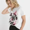 White Crew Neck Embroidered Placement T-Shirt