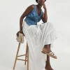 White Crinkle Tiered Maxi Skirt