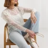 White Lace High Neck Long Sleeve Top