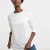 White Longline Curved Hem Top
