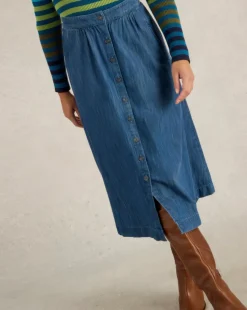 White Stuff Heather Denim Midi Skirt