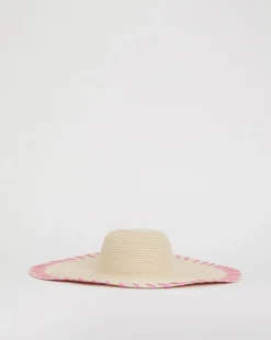 Wide Brim Raffia Edge Straw Hat