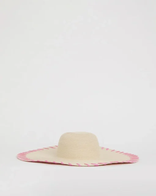 Wide Brim Raffia Edge Straw Hat