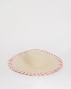 Wide Brim Raffia Edge Straw Hat