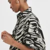 Womens Oversized Blouse - Abstract Zebra