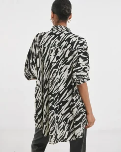 Womens Oversized Blouse - Abstract Zebra