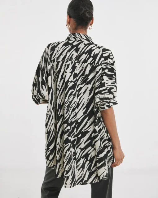 Womens Oversized Blouse - Abstract Zebra
