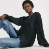 Womens Twill Feminine Blouse - Black